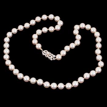 A cultured Akoya pearl necklace, Mikimoto, Japan.