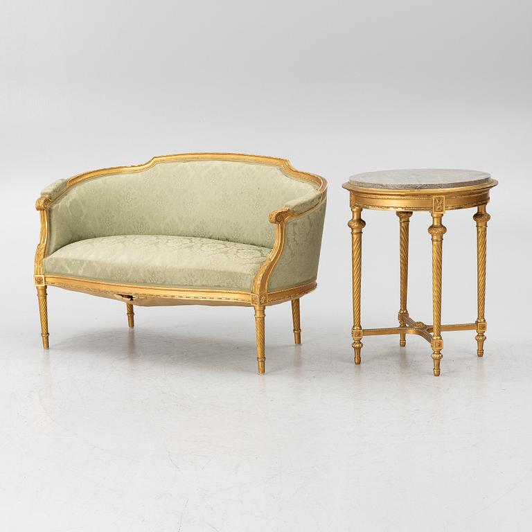 Soffa och bord, Louis XVi-stil.1900-talets början.
