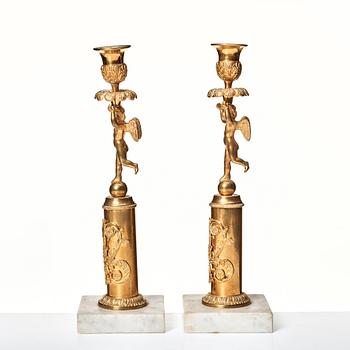 A pair of late Gustavian candlesticks.