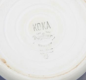 SERVISDELAR, 11 st, porslin, "Koka Blå", Rörstrand.