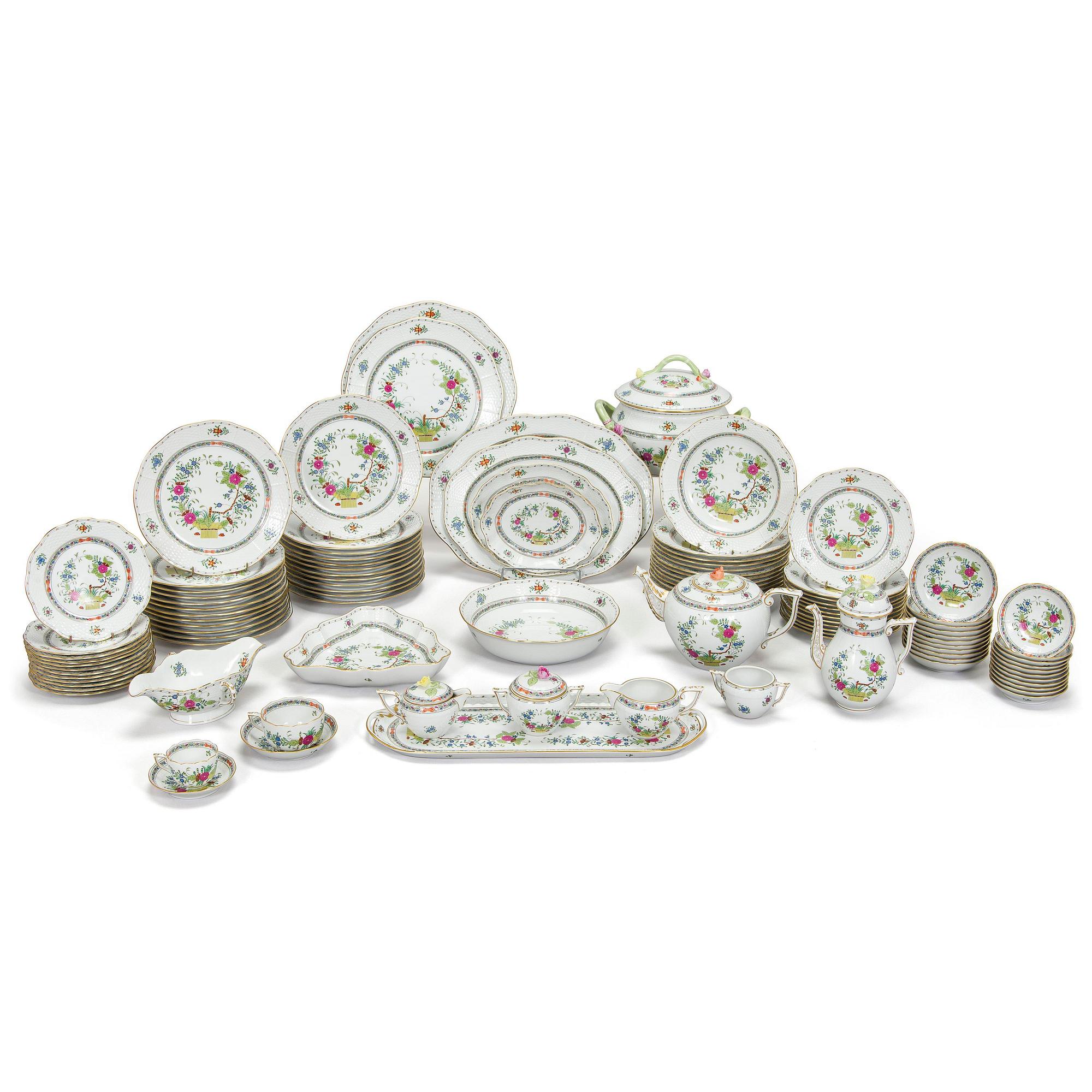 Herend, matservis, 100 delar, porslin, "Indian Basket" Ungern.