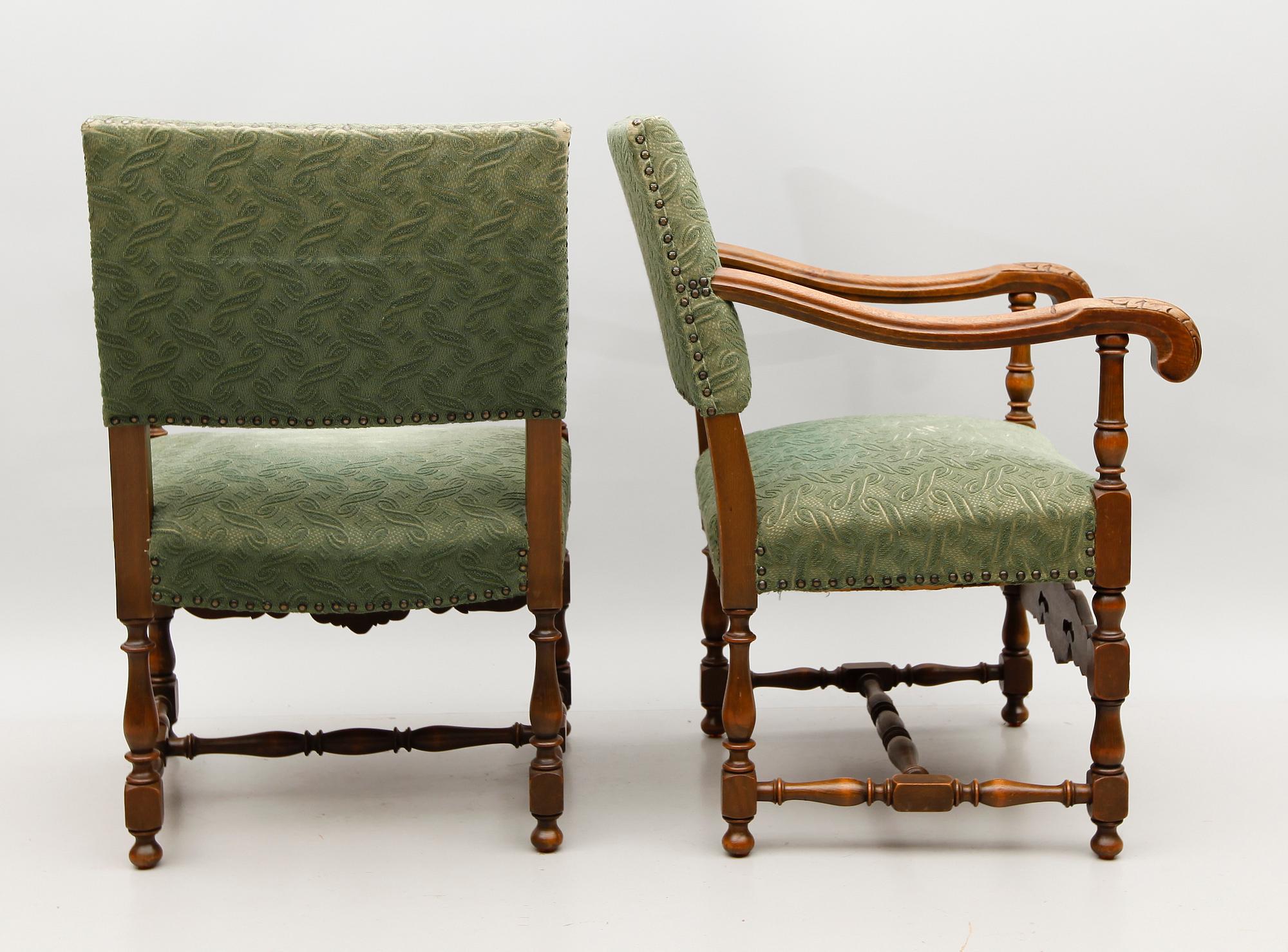 KARMSTOLAR, 1 par, renässansstil, 1900-talets första hälft.