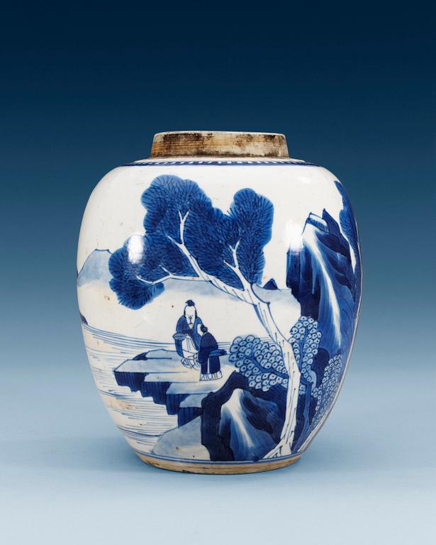 A blue and white ginger jar, Qing dynasty, Kangxi (1662-1722).