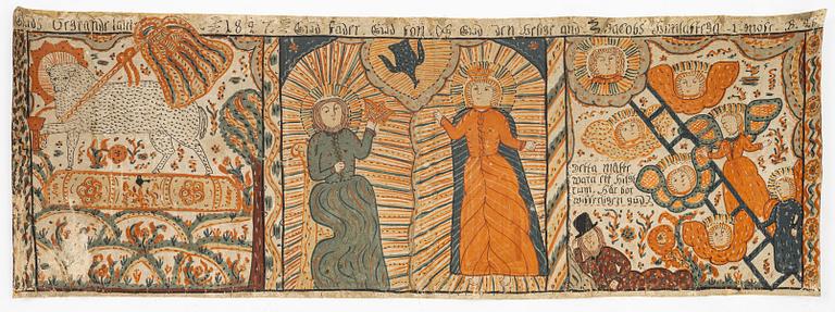 Bonadsmålning, Sydsverige, limfärg på papper, daterad 1827.