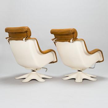 Yrjö Kukkapuro, a pair of late 1960's '418N' armchairs for Haimi.