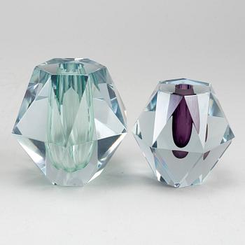 ASTA STRÖMBERG, five 'Diamant' glass vases from Strömbergshyttan, 1960's.