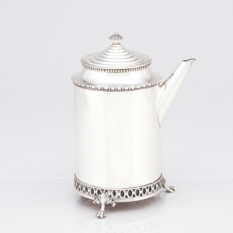 Pehr Zethelius, kaffekanna, silver, Stockholm 1797. Gustaviansk.