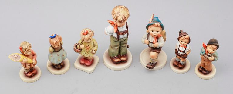 FIGURER, 7 st, porslin, MJ Hummel, Goebel, 1990-tal.