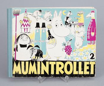 PARTI MUMINFIGURER Atelier Fauni SAMT BÖCKER, 13 delar, 1950-60-tal.