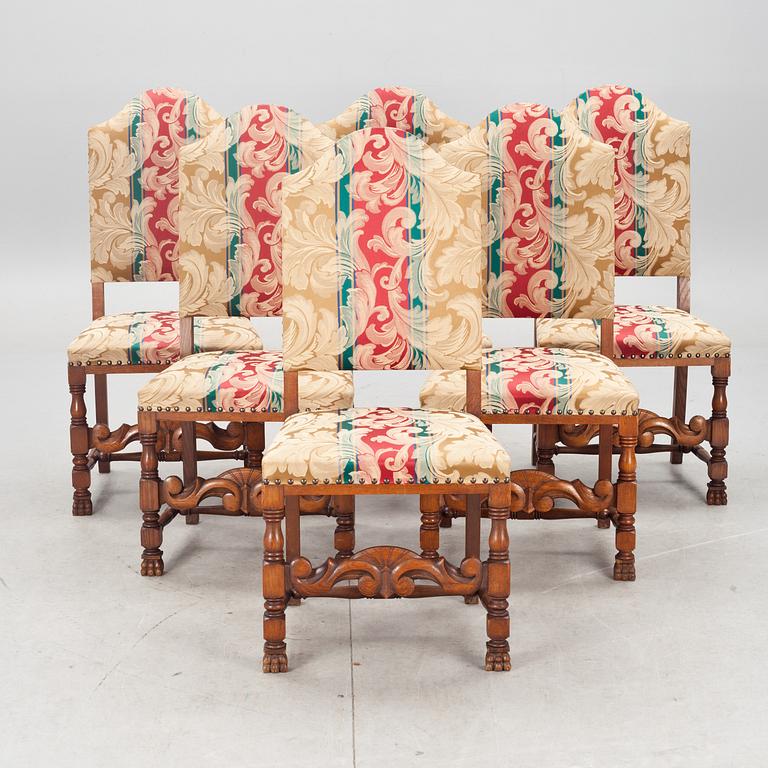 STOLAR, 6 st. Barockstil, 1900-tal. Stolar medföljer.