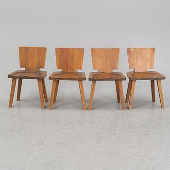 Four pine chairs, mid 20th century.