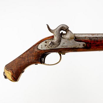 A Swedish rifled percussion pistol, 1850 pattern.