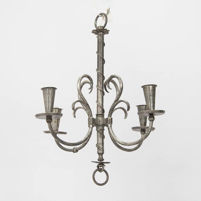 Paavo Tynell, a 1930's 'R2' chandelier for Taito. Height 54 cm.