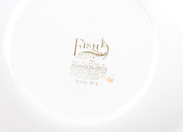 FISKSERVIS, 12 delar, flintgods, Johnson Bros, England.