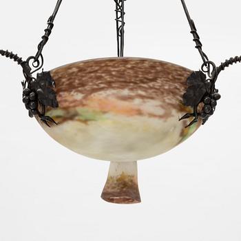 An Art Nouveau ceiling lamp from Muller Frères, Lunéville, France, beginning of the 20th century.