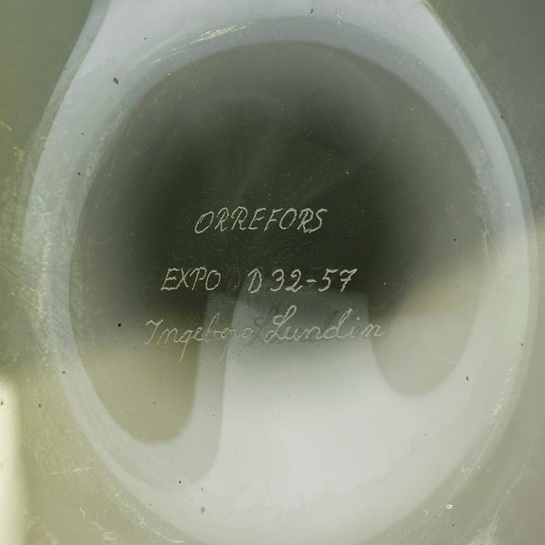 Ingeborg Lundin, vas "Äpplet", Orrefors, efter 1957, detta exemplar sannolikt 1980-90-tal.