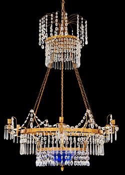 1596. A late Gustavian circa 1800 seven-light chandelier.