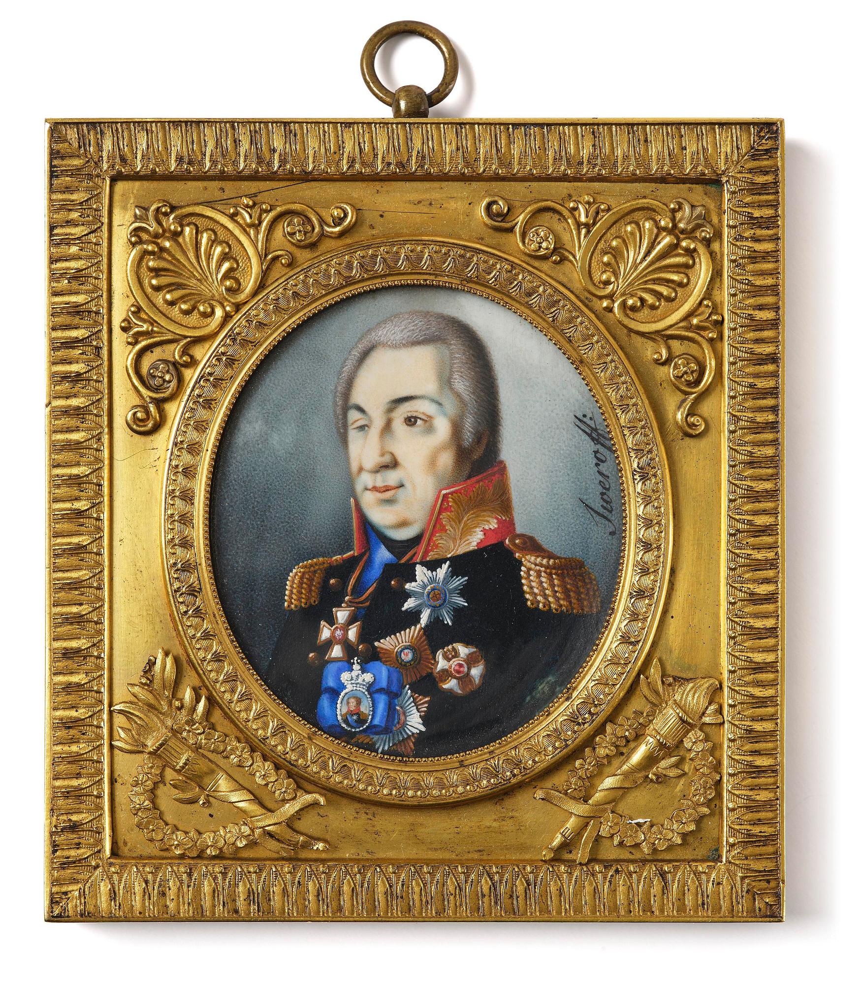 Okänd konstnär, Ryssland, 1800-tal. "Michail Ilarinowitsch Golenischtschew, furst Kutusow-Smolenskij" (1745-1813).