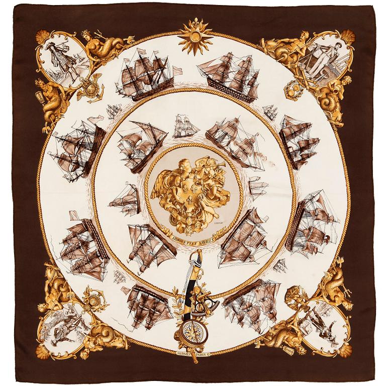 HERMÈS, scarf, "Silhouettes navales".