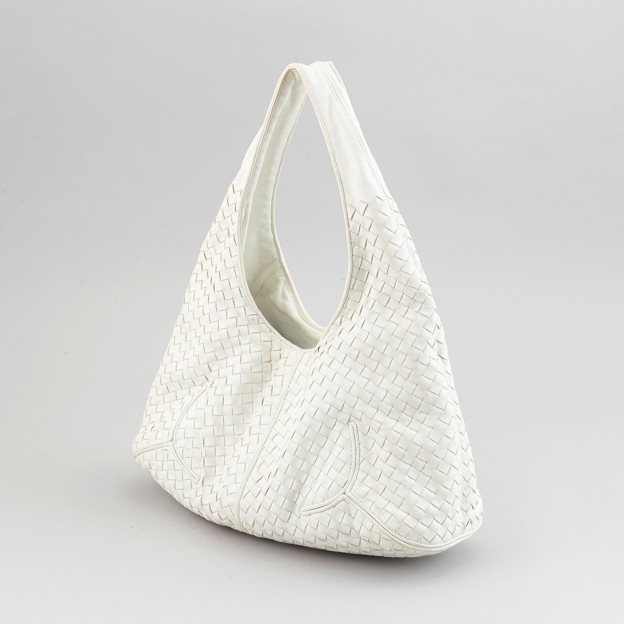 バッグ BOTTEGA VENETA leather hobo bag White Authentic Bottega Veneta White Intrecciato Hobo Shoulder Bag