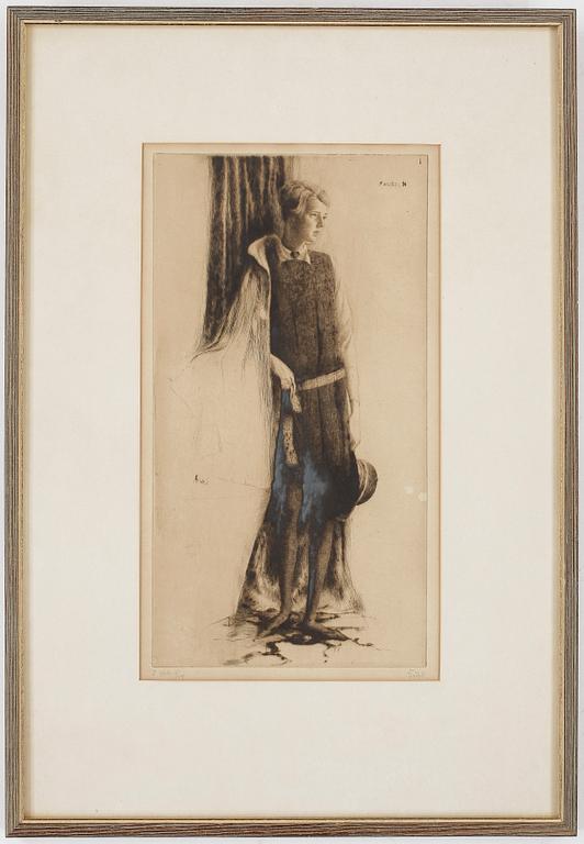 AXEL FRIDELL, torrnål, Torrnål, London 1927, signerad.