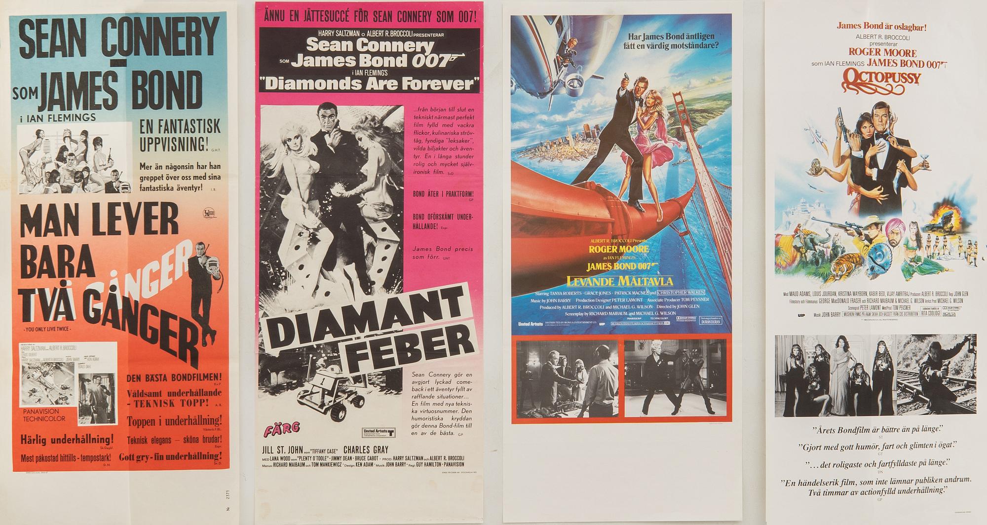 Filmaffischer, 4 st, James Bond.