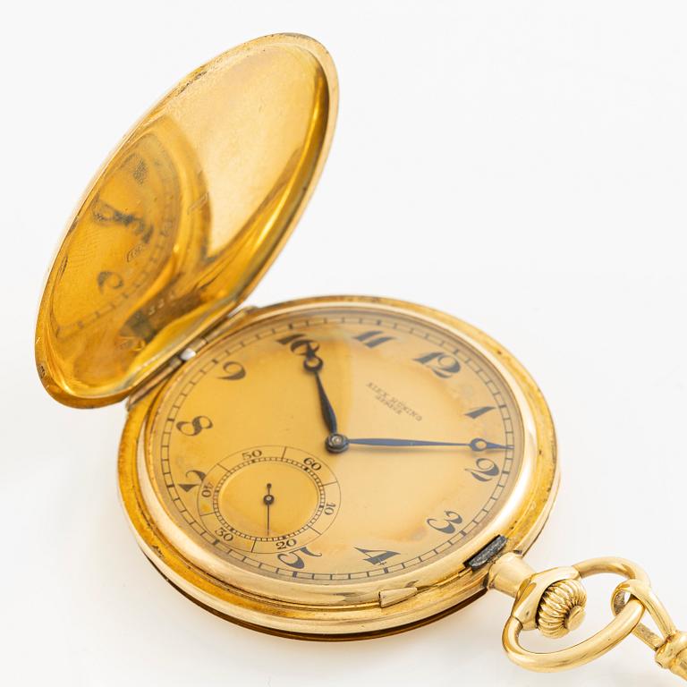 Alex Hüning, pocket watch, hunter, 18K gold, with Chatelaine, 50 mm.