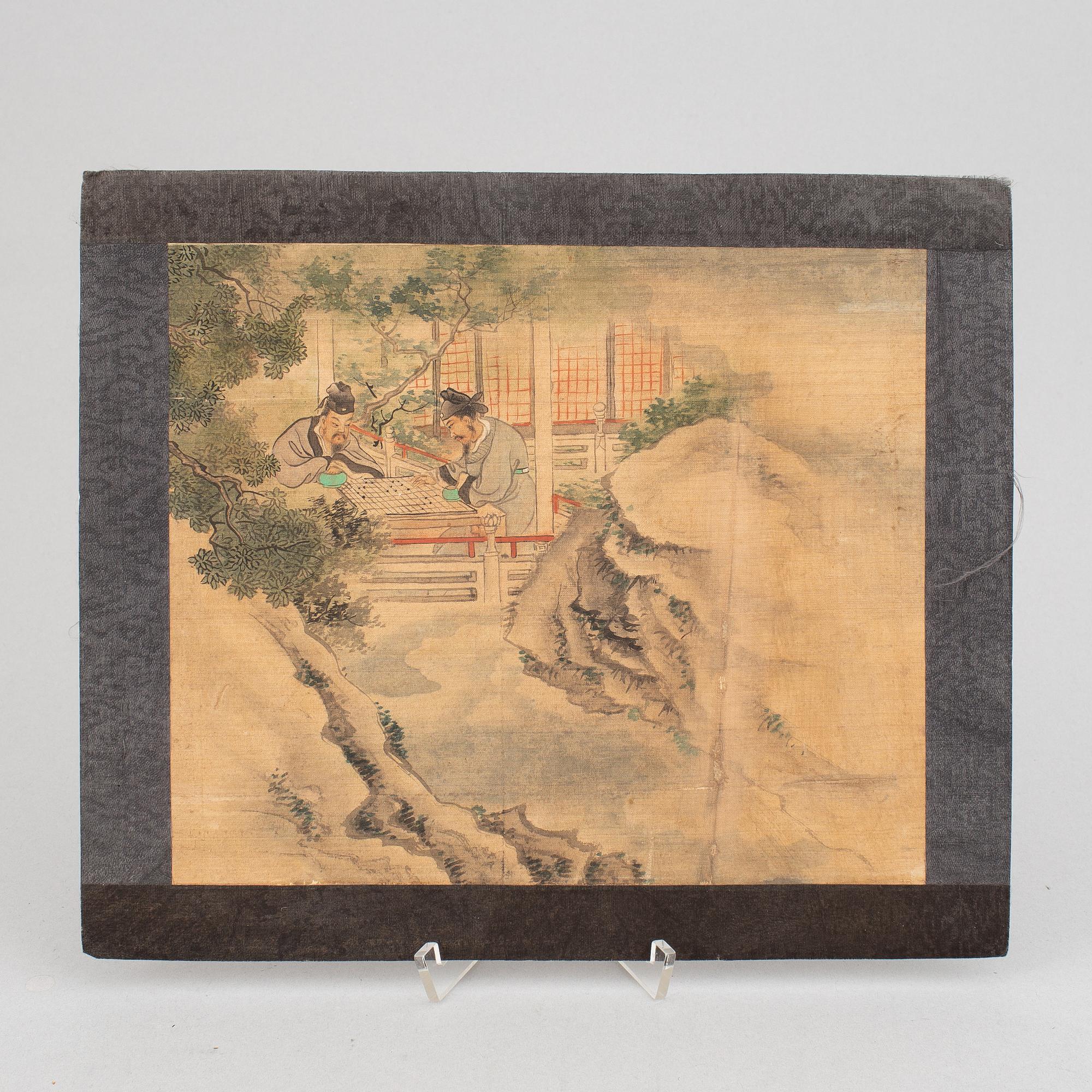 Three watercolour paintings, Qing dynasty, 19th century.