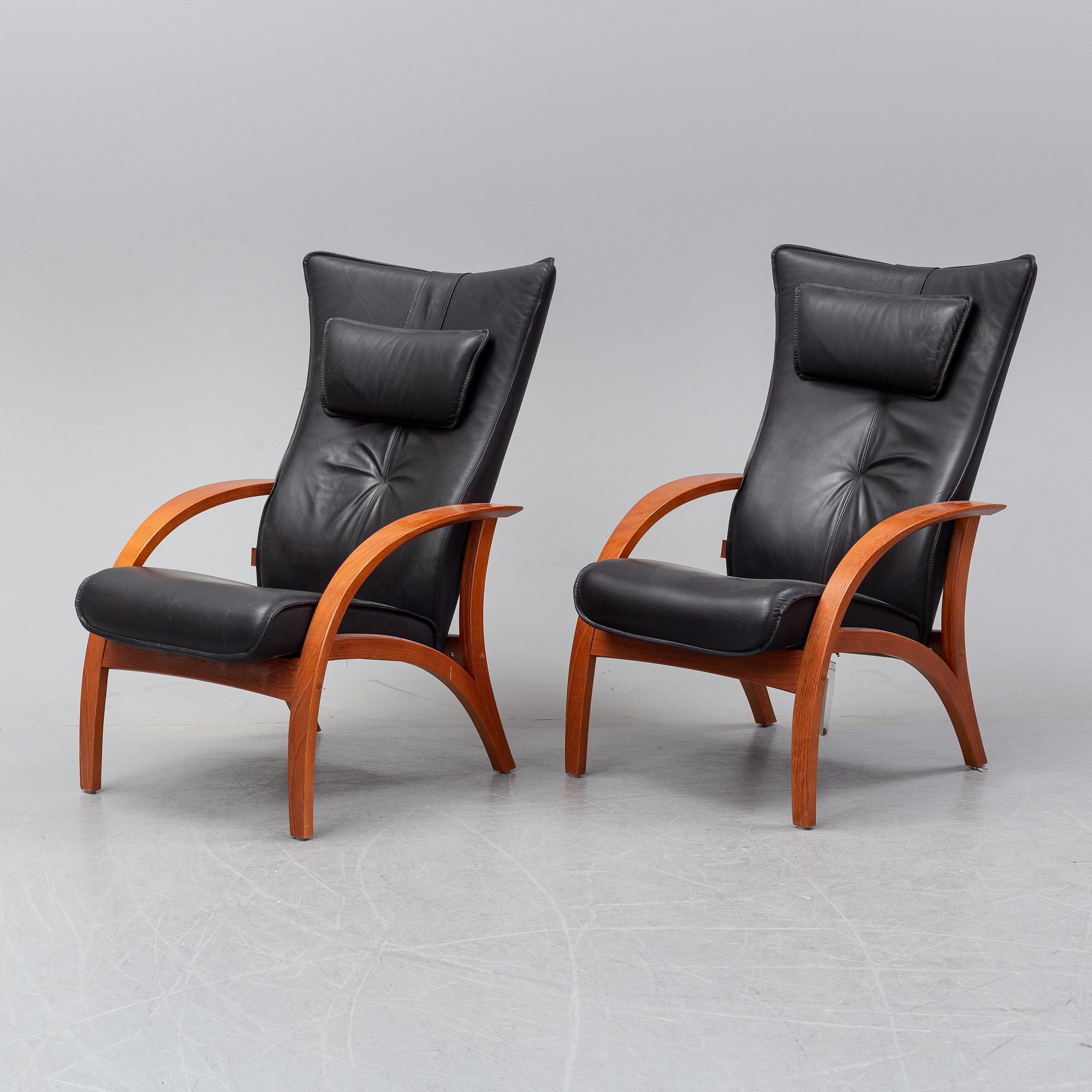 A pair of 'Delta Adventure' leather eay chairs, Brunstad AS, Norway.