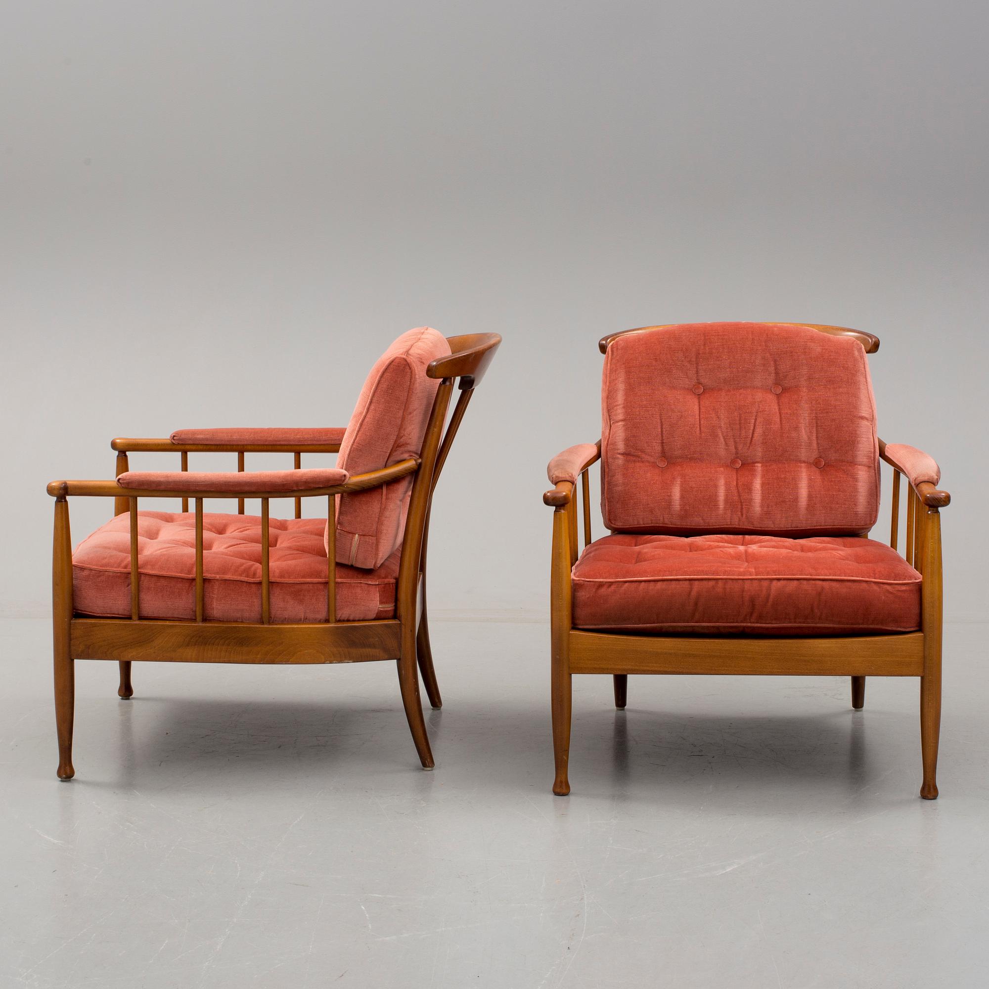 FÅTÖLJER, ett par, "Skrindan", Kerstin Hörlin-Holmquist, 1900-talets andra hälft.