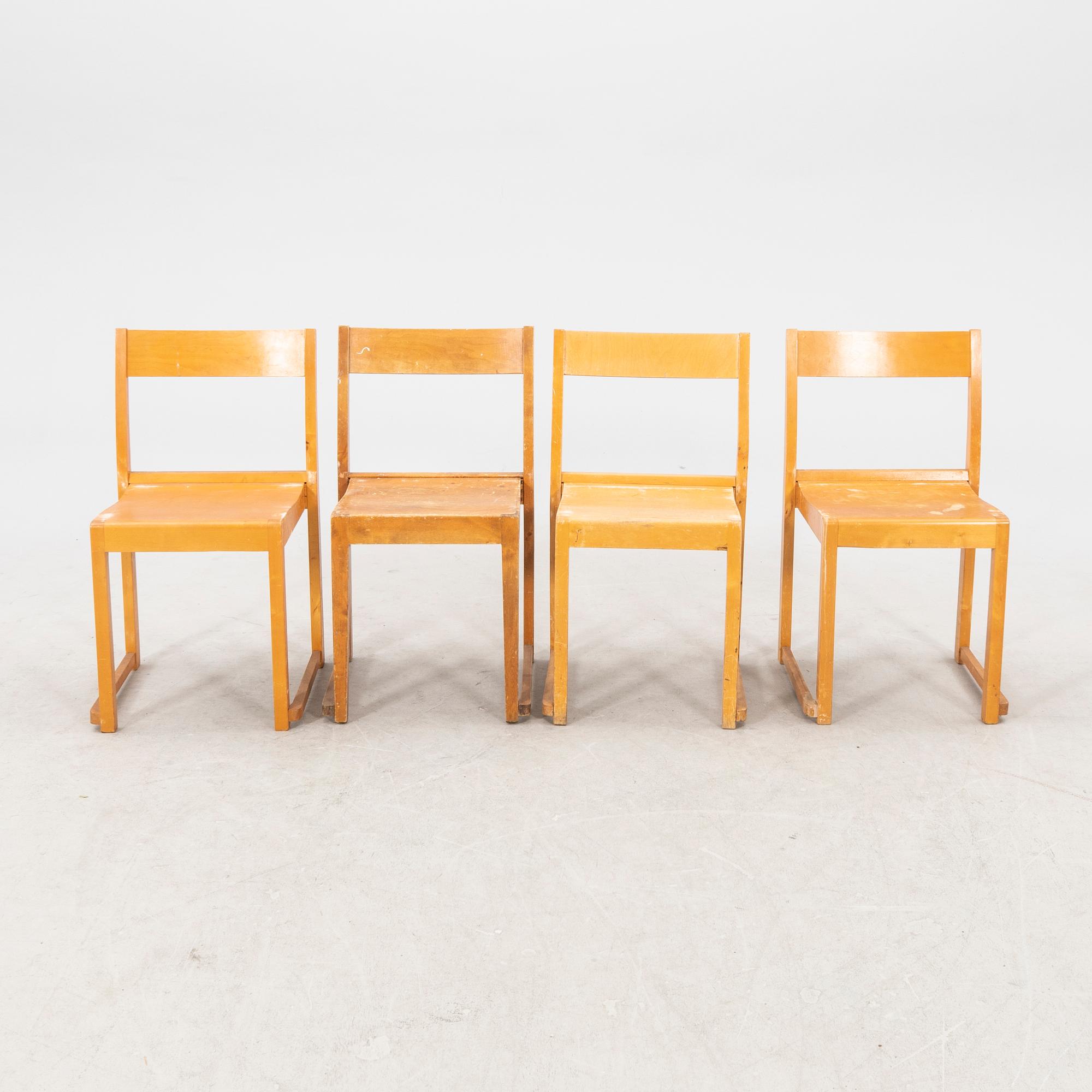 Sven Markelius, chairs, 8 pieces, "Orkesterstolen", mid/second half of the 20th century.