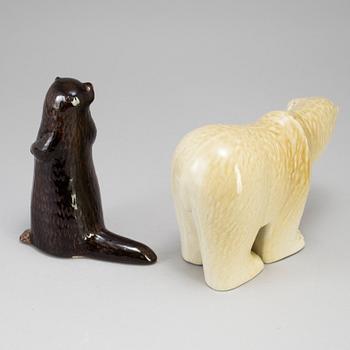 2 stoneware figurines by Lisa Larson for Jie and Gustavsberg, last quarter of the 20th century.