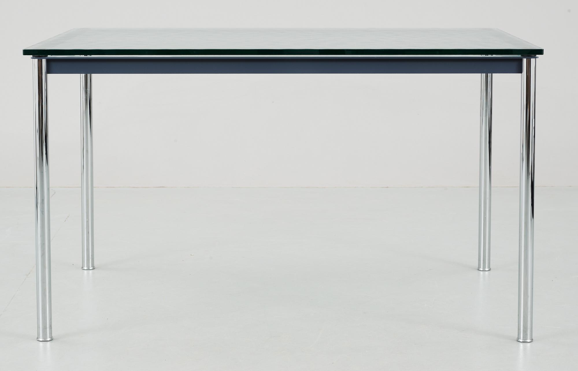 A Le Corbusier 'LC 10', chromed steel and glass table by Cassina, Italy.