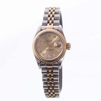 ARMBANDSUR, dam, Rolex Oyster Dayjust Chronometer, guld/stål, diamanter. 1990-tal.