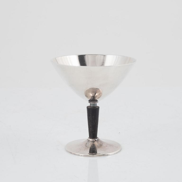 Folke Arström, cocktailshaker samt glas, 6 st, nysilver, GAB.
