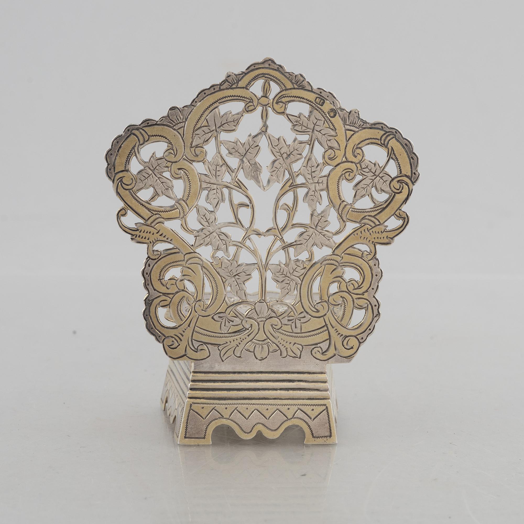 Saltstol, silver, kontrollmästarstämplar Ivan Lebedkin, Moskva, Ryssland 1898-1914.