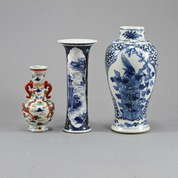 VASER, 3 st, porslin, Kina, 1800/1900-tal.