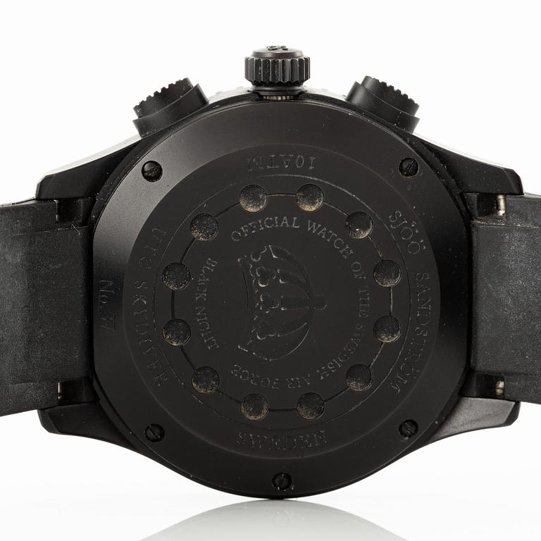 Sjöö Sandström, UTC Skydiver Black Night, wristwatch, 44.2 mm.