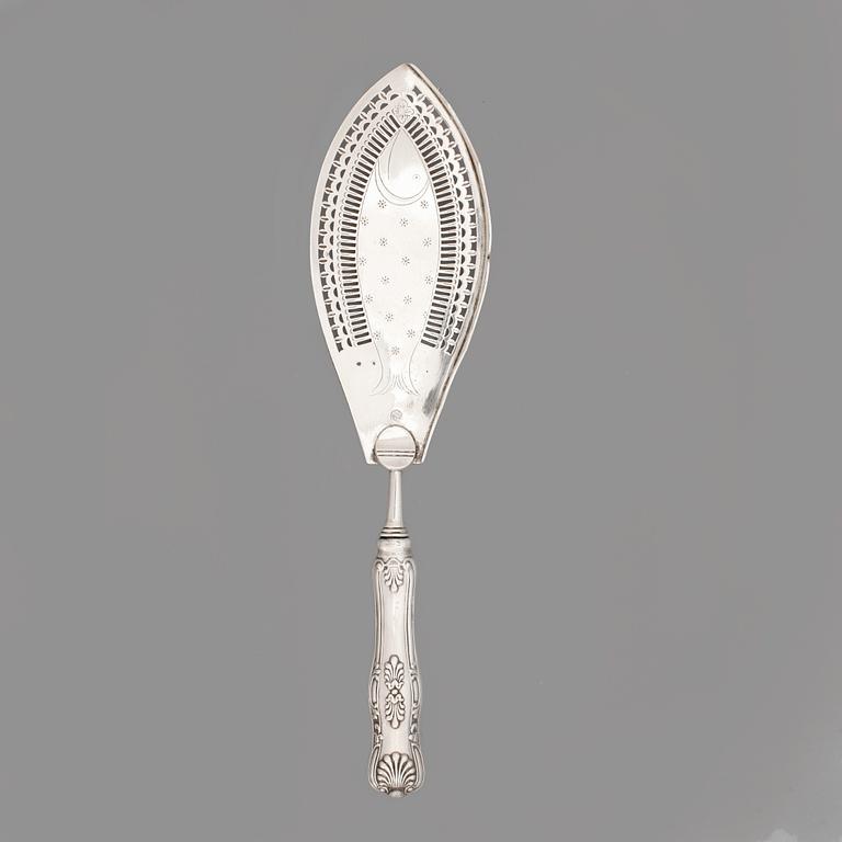 FISKSPADE, silver, "Engelsk Snäck", Per Zethelius, Stockholm, 1809. Vikt ca 155 gram.