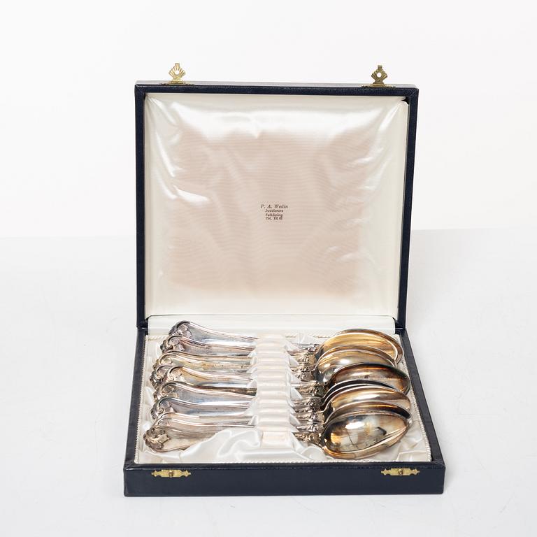 Table spoons 12 pcs, coffee spoons 12 pcs silver, Cohr.