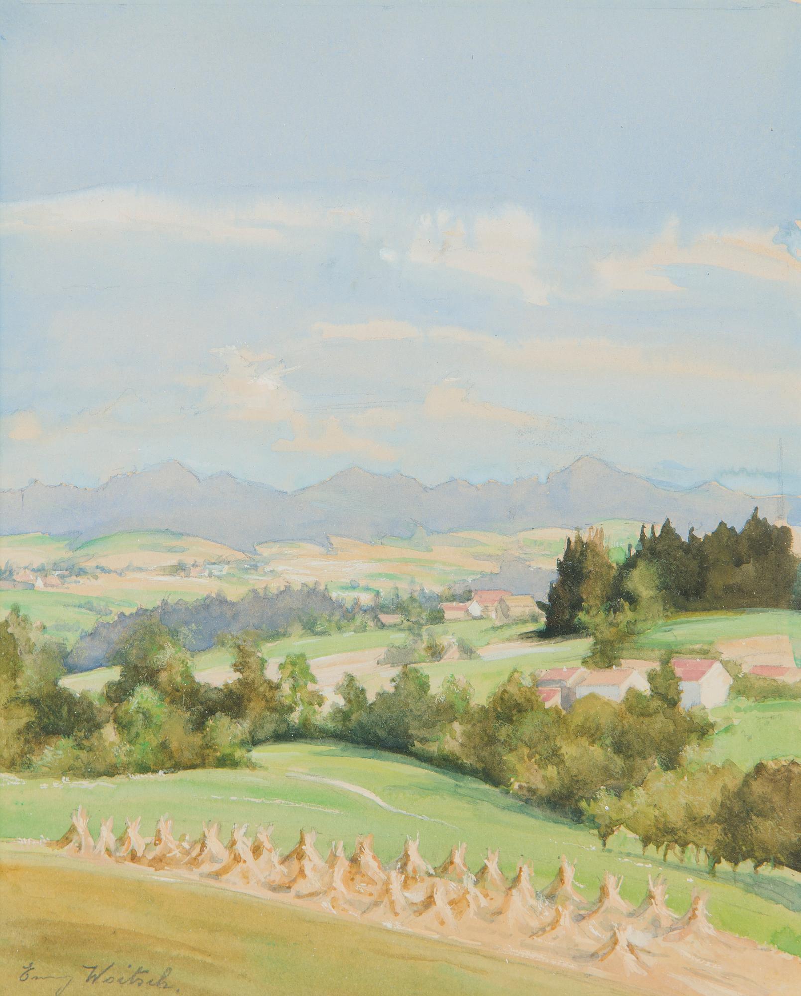 Emmy Woitsch, Landskap med skylar.