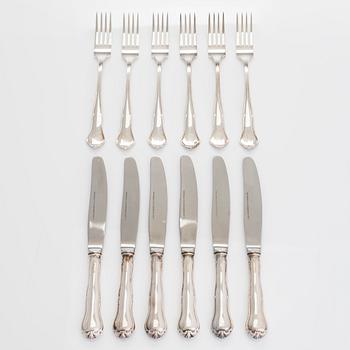 A 19-piece set of 'Chippendale' silver cutlery,Turku and Hämeenlinna 1957-1989.