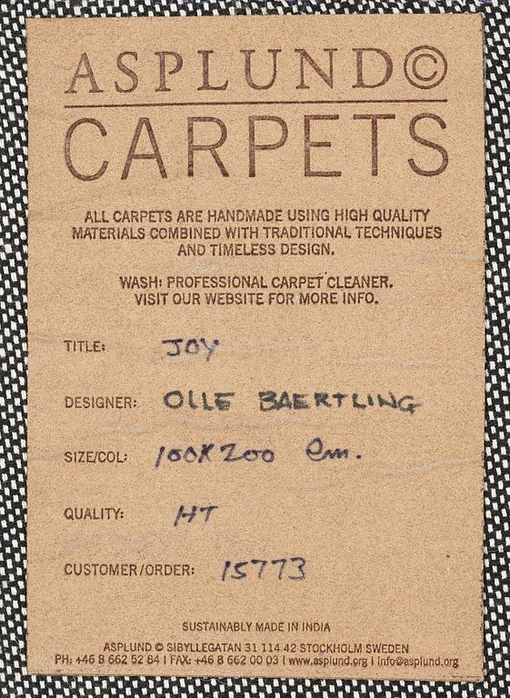 Olle Baertling, A CARPET, "Yoy", hand tufted, Baertling/Asplund, ca 200 x 100 cm.