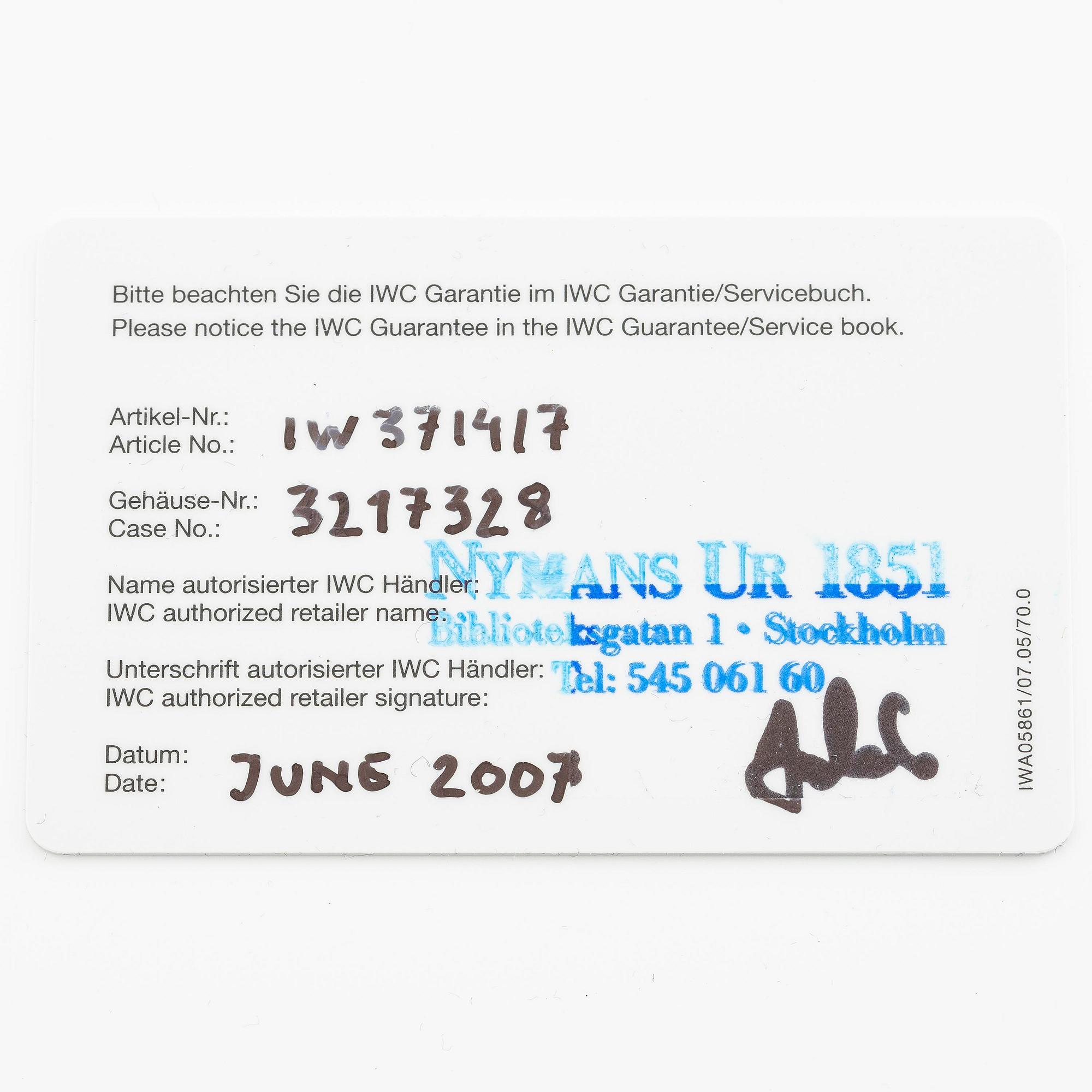 IWC, Portuguese Chrono, ca 2007.