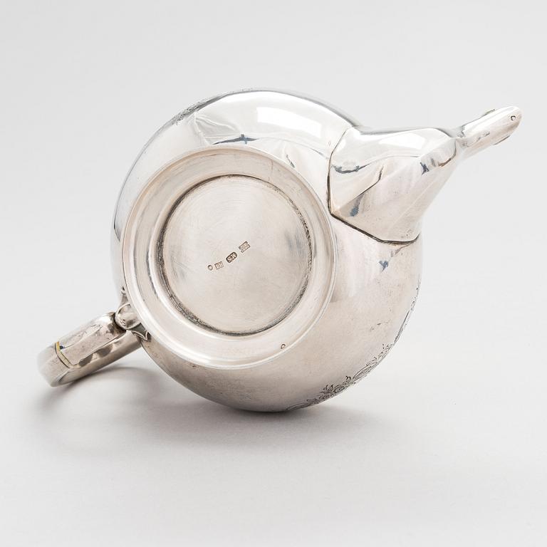 A silver teapot, maker's mark of Mathias Skytt, Saint Petersburg Russia 1865.