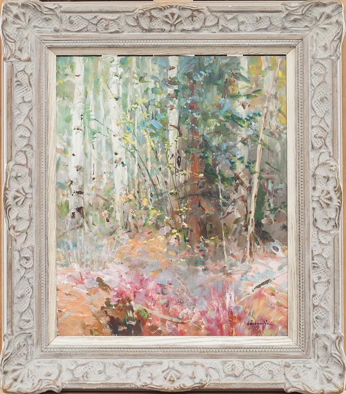 HUGO ÖFVERSTRÖM, olja på pannå. Signerad.