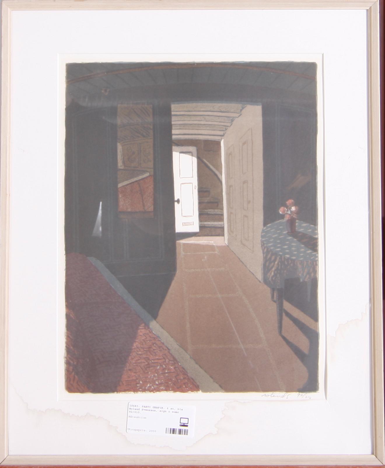 PARTI GRAFIK, 6 st, bla Roland Svensson, sign o numr 92/210.