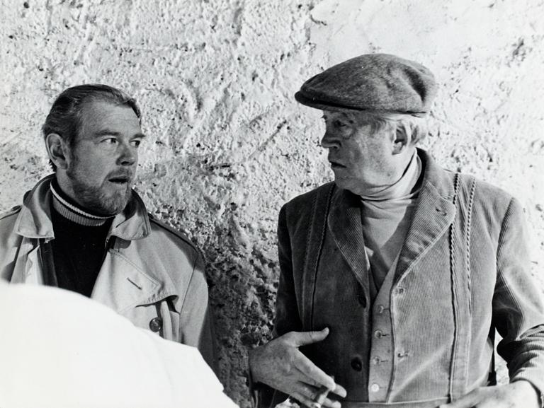 PHOTOGRAPHIES, (2), in one frame. Depicting Sven Nykvist and John Huston, 1971.