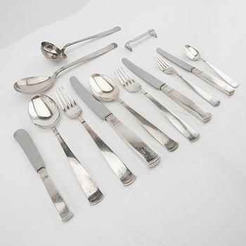 Jacob Ängman, bestick, ca 176 delar, "Rosenholm"  silver GAB Stockholm 1950-tal.