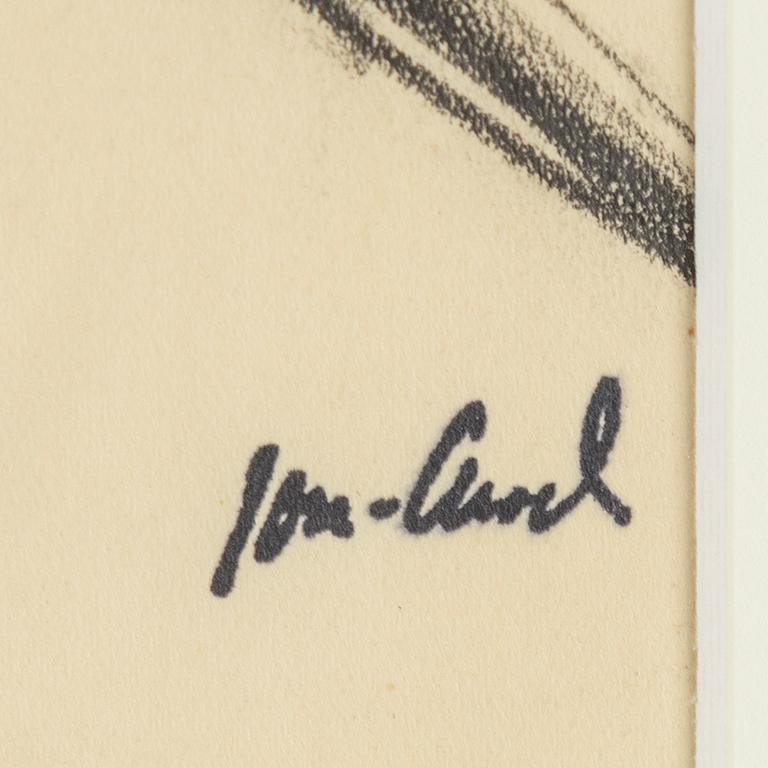 JOHN JON-AND, charcoal on paper. Signed with stamp.